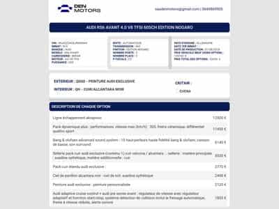 Audi RS6 Avant Nogaro Edition 1/150 – Akrapovic – Céramique – B&O – 1ère ma (2018) - Photo 2