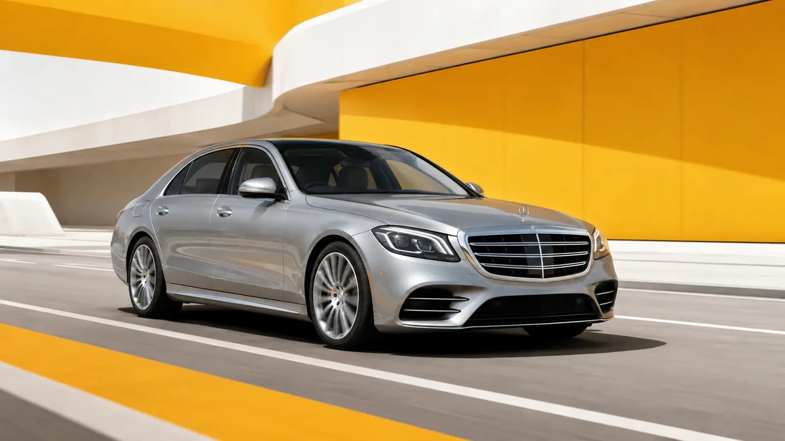Berline Mercedes roulant sur une route au Luxembourg