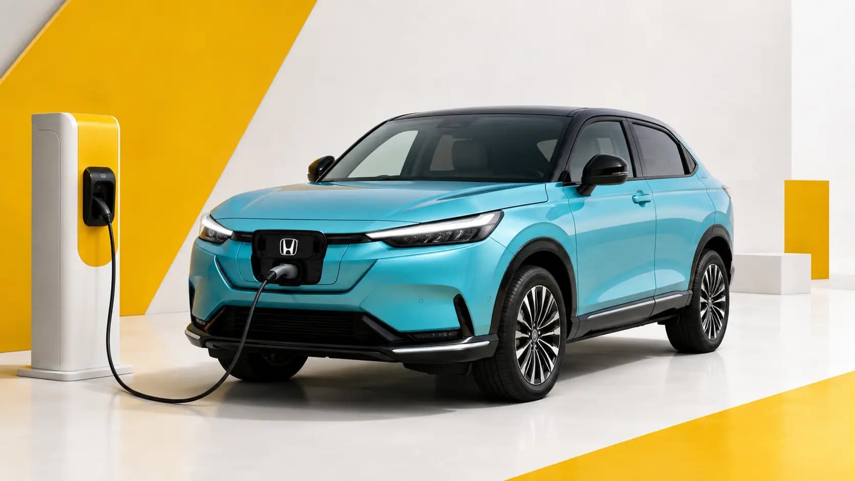Elektrischer Honda e:Ny1 an einem Ladepunkt in Luxemburg
