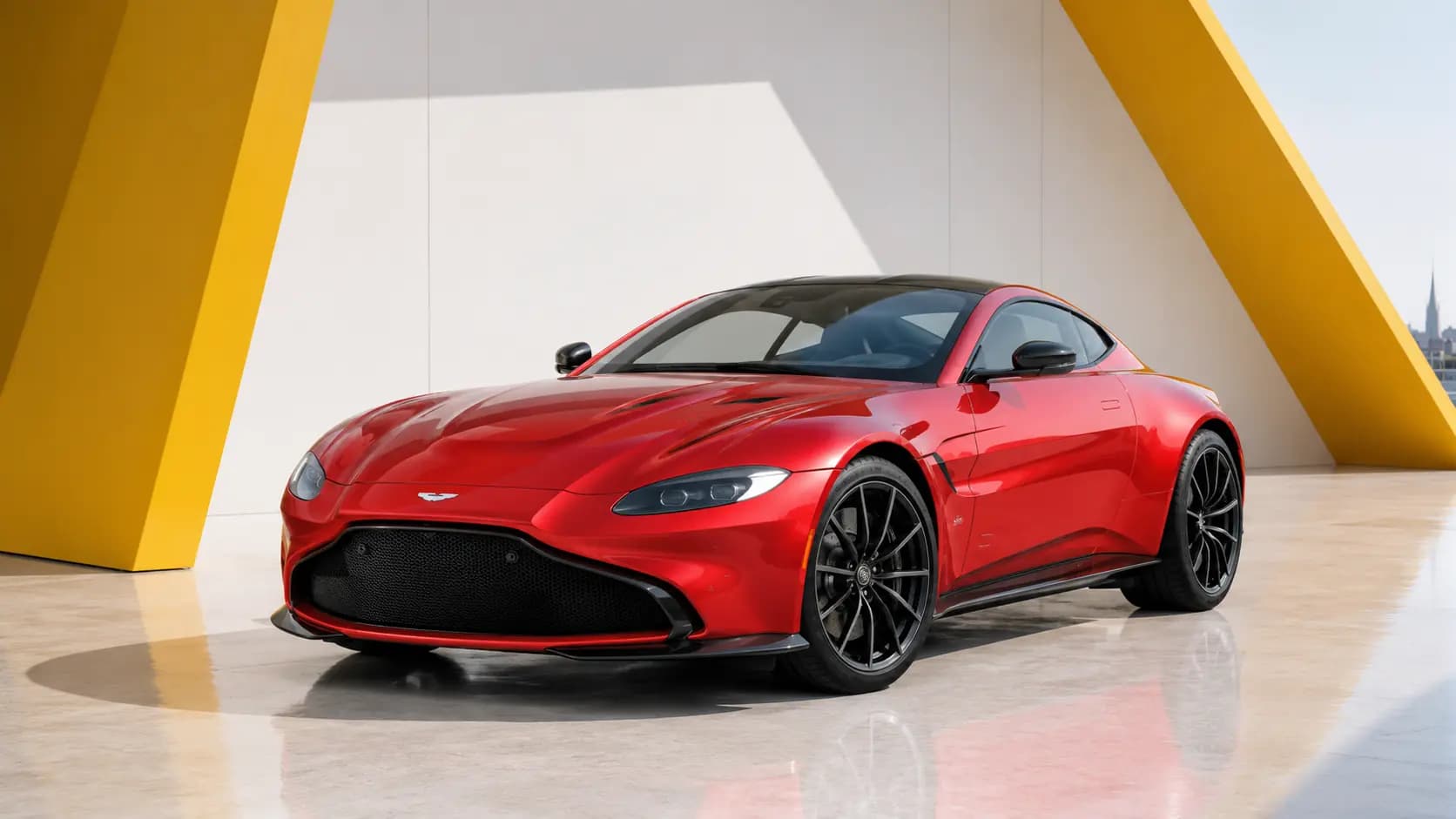 Aston Martin-Modell in moderner Umgebung