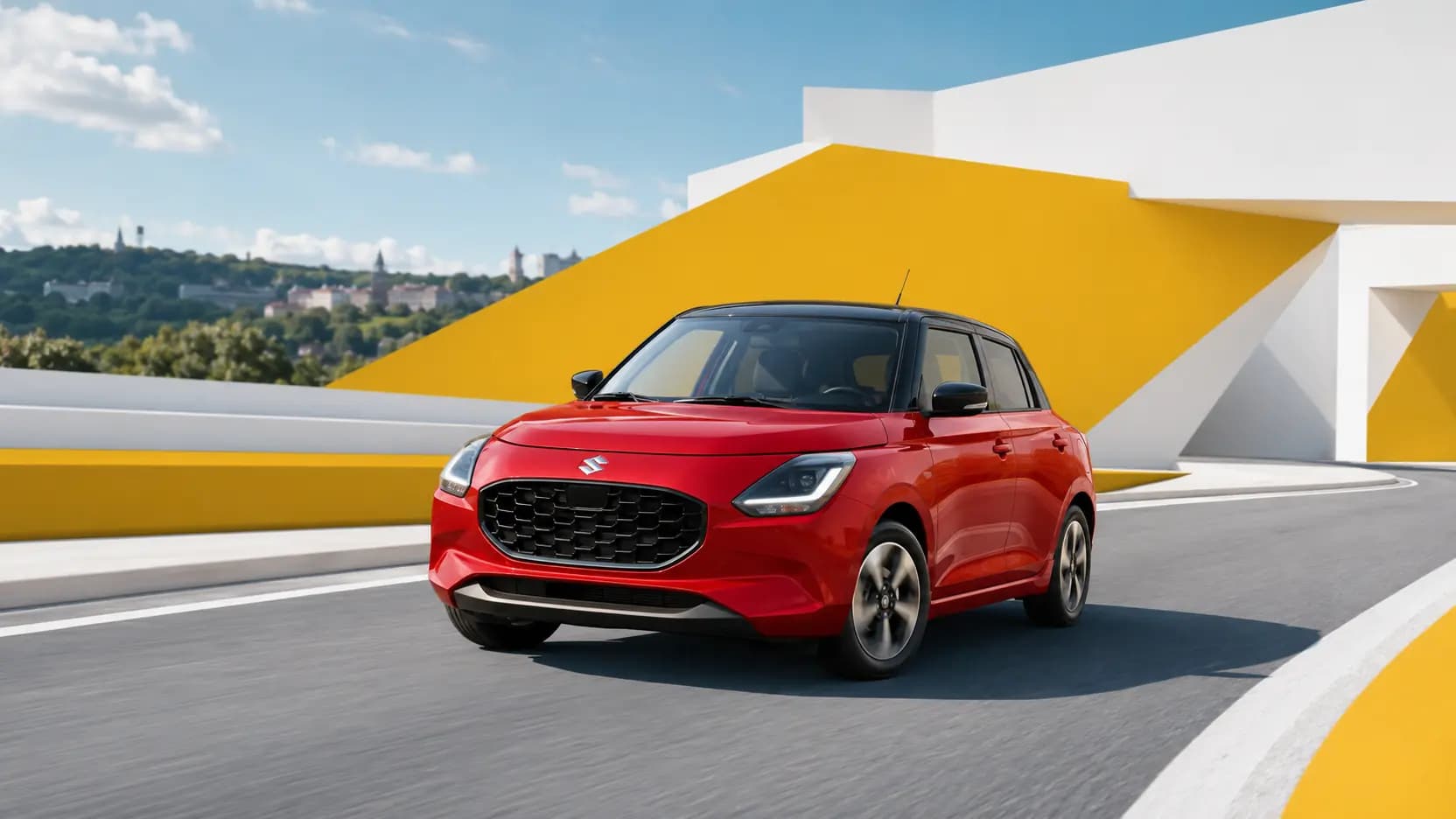 Automóvel Suzuki numa estrada no Luxemburgo