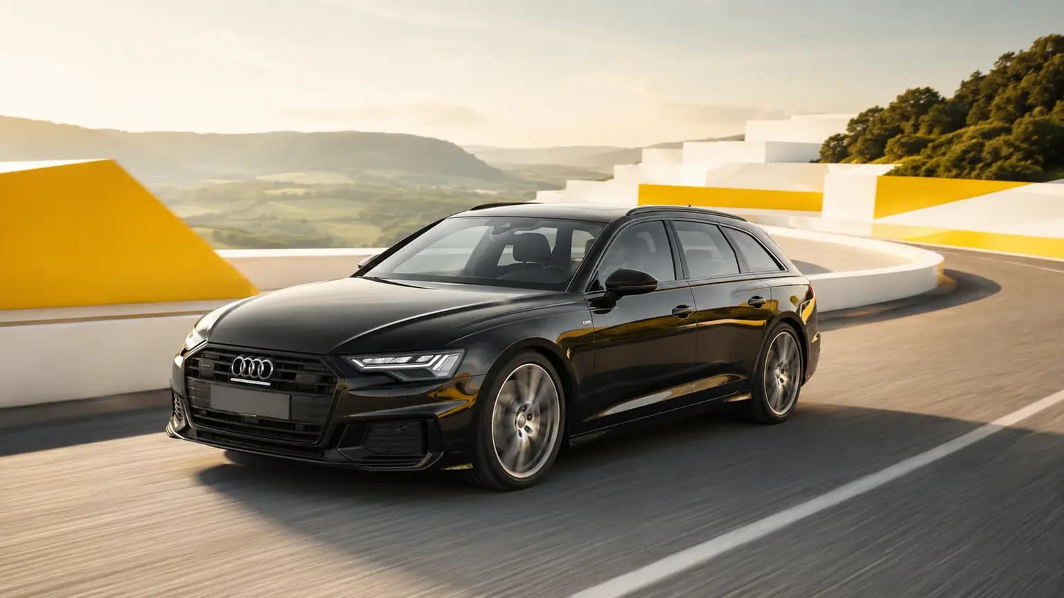 Audi vehicle driving on a scenic road in Luxembourg