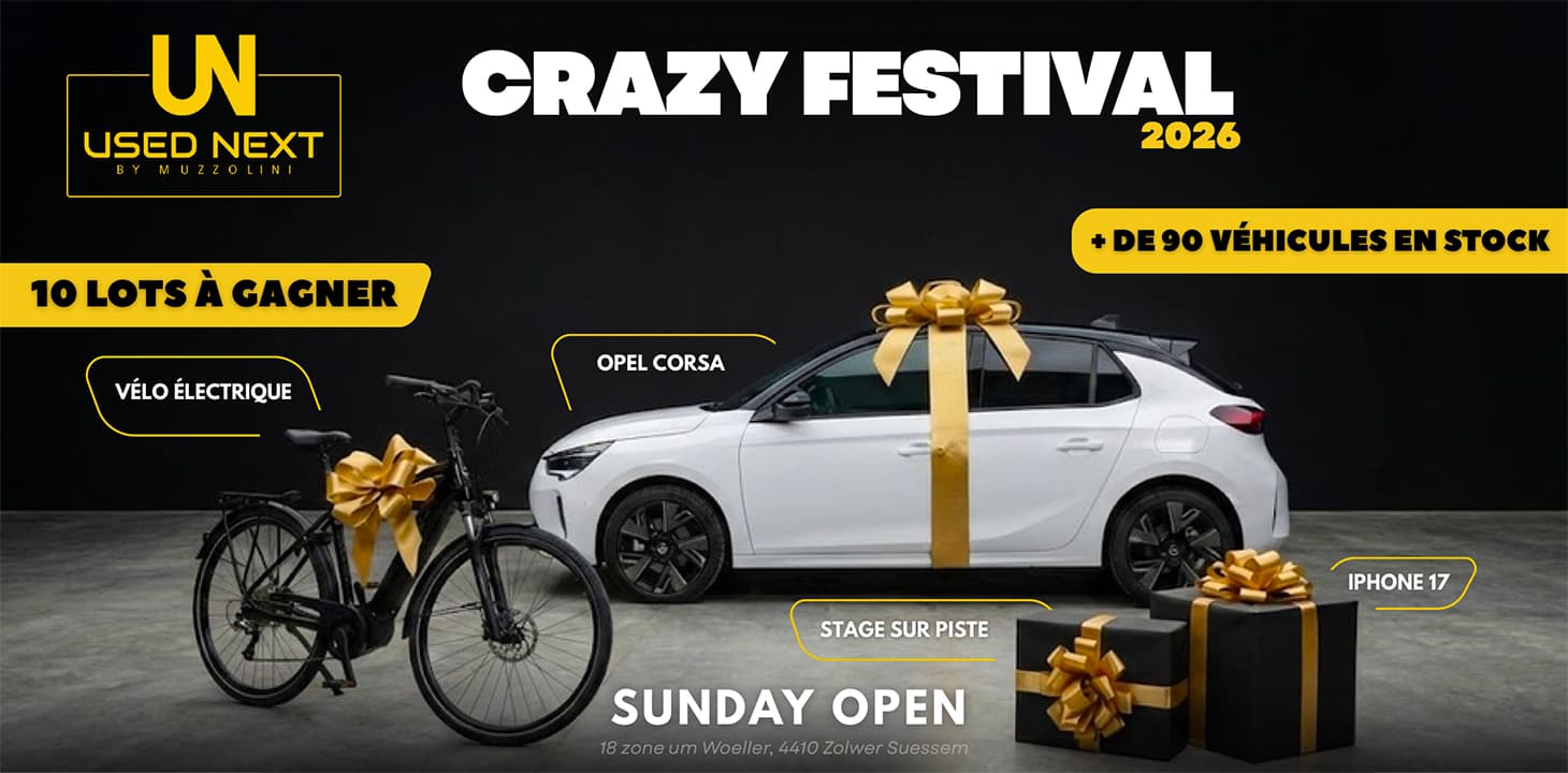 Profitez du Crazy Festival jusqu'au 28 février et tenter de repartir avec une voiture ! Et bien plus.