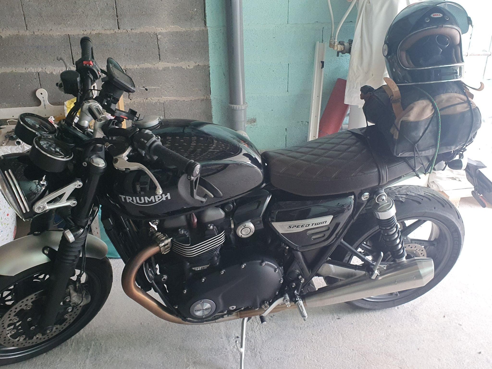 Triumph Speed Twin Echapemment vans selle cuire marron (2020) - Foto 1