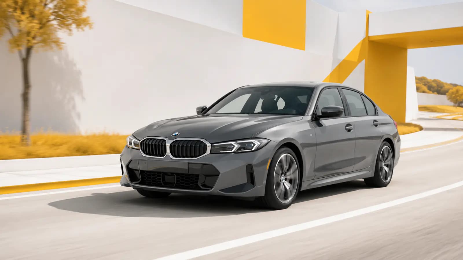 BMW 3 Series driving on a road in Luxembourg