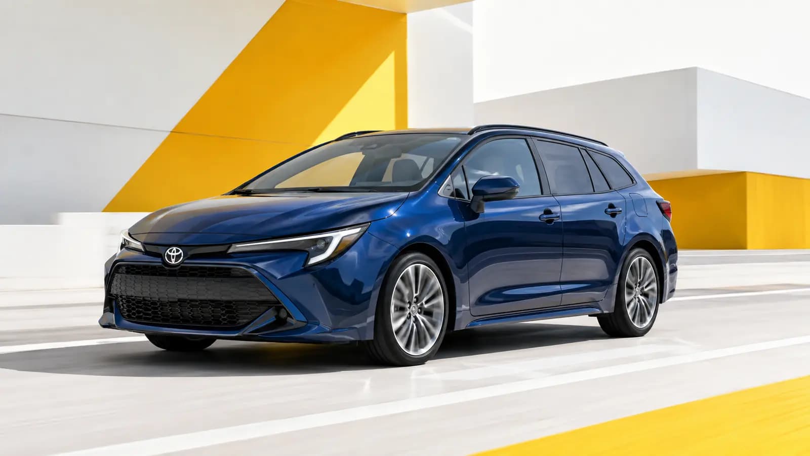 Toyota hybrid driving on a Luxembourg road
