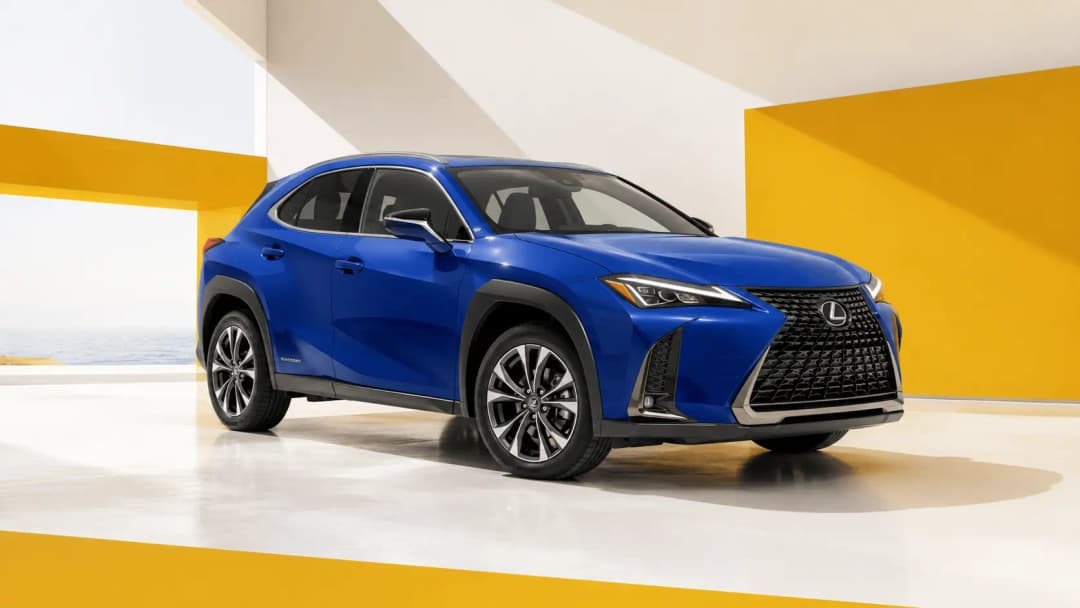 Lexus UX viewed from the front three-quarter angle