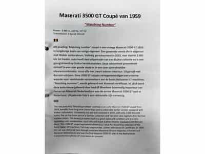 Maserati 3500 GT Touring Superleggera Matching and NEW make offer (1959) - Photo 2